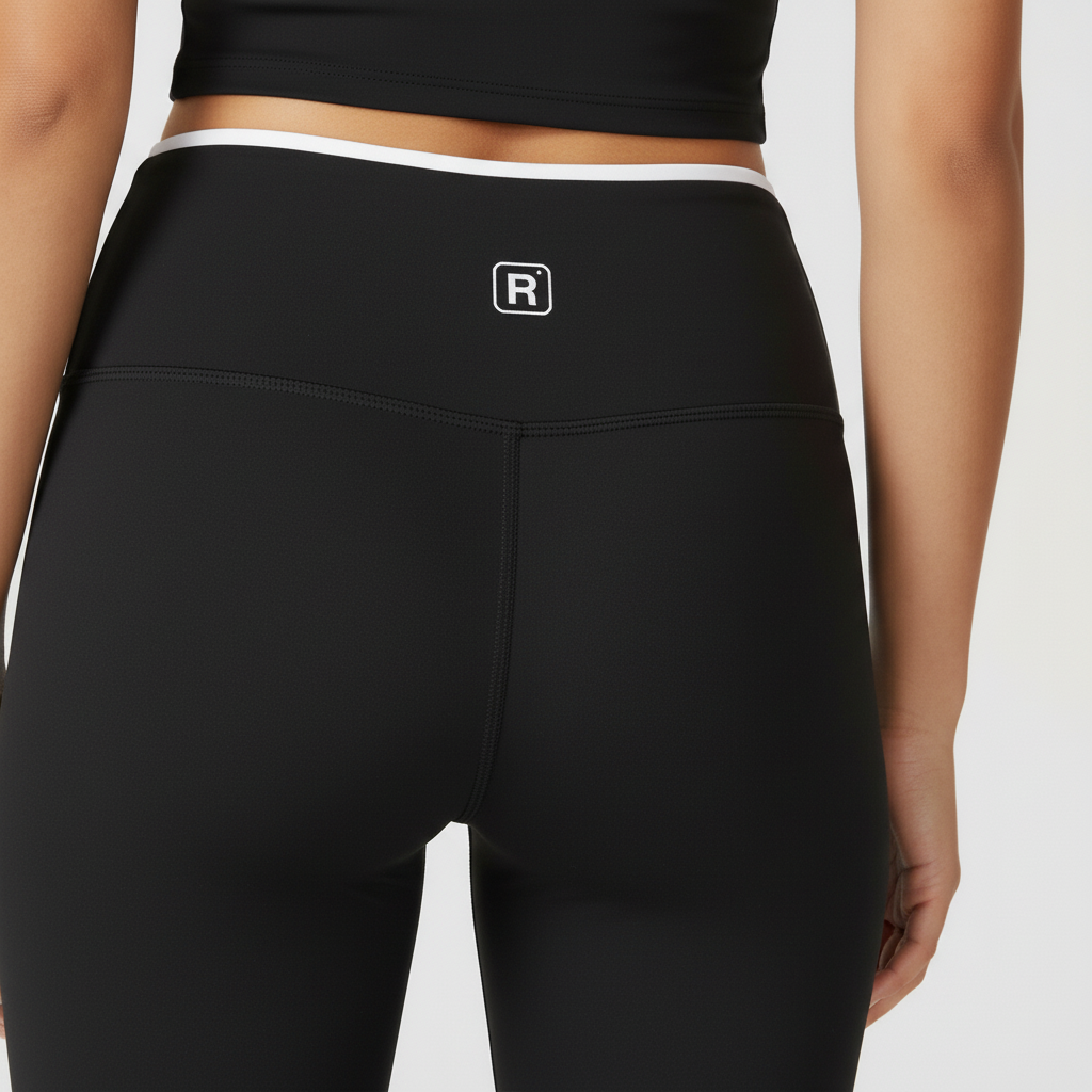 Rhythm leggings — high-waist black with white waistband detail